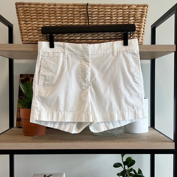 J. Crew Mid-Rise White Stretch Cotton Chino Pocket Shorts, 2 - Picture 2 of 7